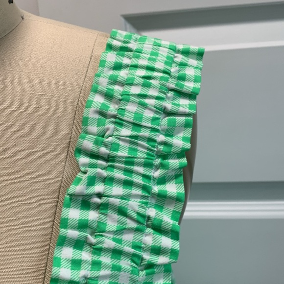 NWT Cotton poplin ruched strap top with gingham print - Picture 3 of 8